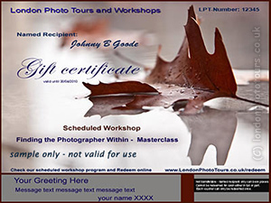 Photography Gift Voucher for London Courses